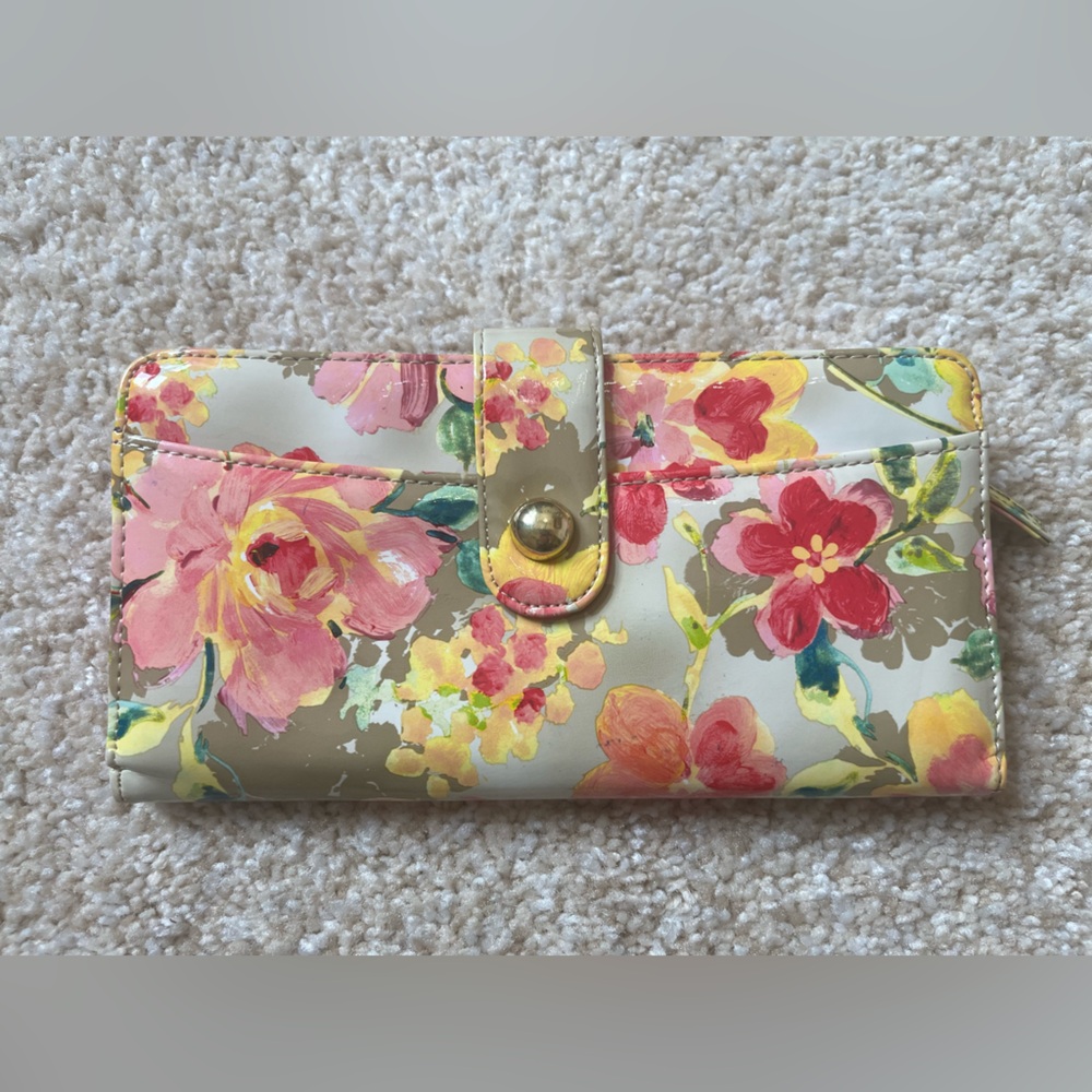 Floral Wallet with Pink and Yellow Accents